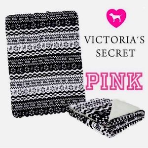 VS Pink Black and White Sherpa Blanket